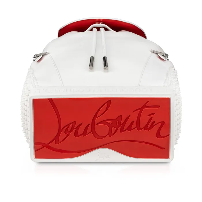 Men Explorafunk Backpack 8211 Grained Calf Leather And Spikes 8211 Bianco White Christian Louboutin Crossbody Bags