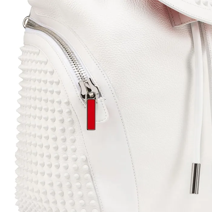 Men Explorafunk Backpack 8211 Grained Calf Leather And Spikes 8211 Bianco White Christian Louboutin Crossbody Bags