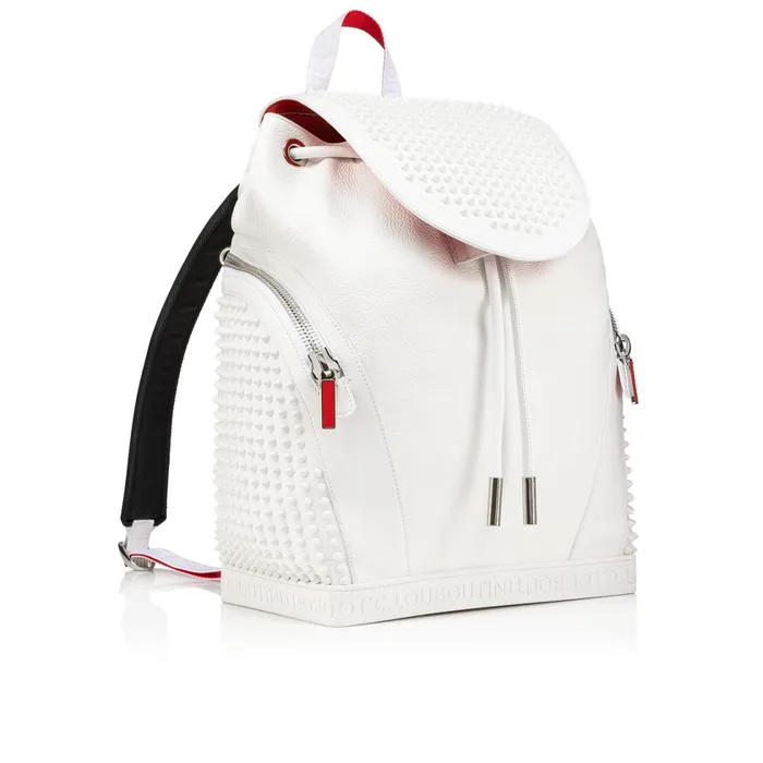 Men Explorafunk Backpack 8211 Grained Calf Leather And Spikes 8211 Bianco White Christian Louboutin Crossbody Bags