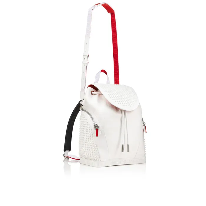 Men Explorafunk Backpack 8211 Grained Calf Leather And Spikes 8211 Bianco White Christian Louboutin Crossbody Bags