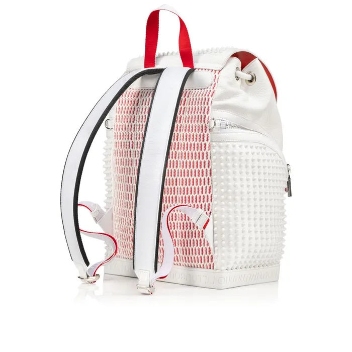 Men Explorafunk Backpack 8211 Grained Calf Leather And Spikes 8211 Bianco White Christian Louboutin Crossbody Bags