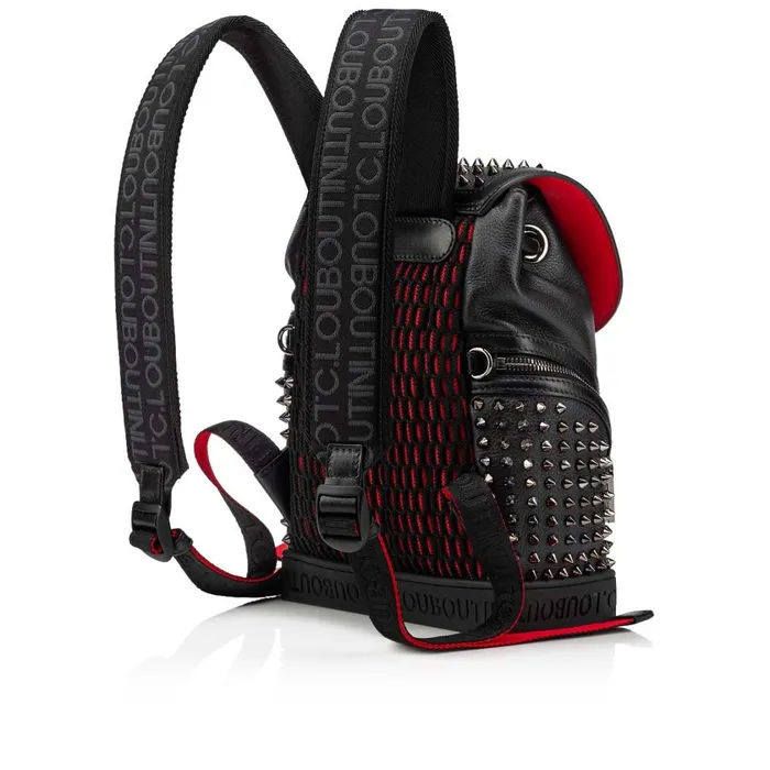 Men Explorafunk Small Backpack 8211 Calf Leather And Spikes 8211 Black Black Christian Louboutin Crossbody Bags