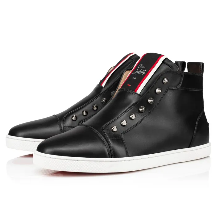 Men FAV Fique A Vontade Mid Cut Hightop Sneakers 8211 Calf Leather 8211 Black Black Christian Louboutin High Top Sneakers Men FAV Fique A Vontade Mid Cut Hightop Sneakers 8211 Calf Leather 8211 Black Black Christian Louboutin High Top Sneakers