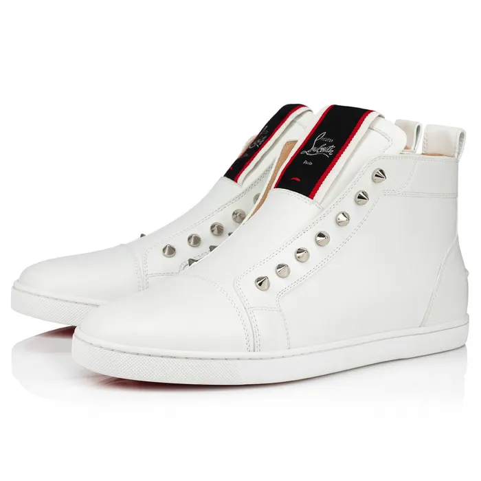 Men FAV Fique A Vontade Mid Cut Hightop Sneakers 8211 Calf Leather 8211 White White Christian Louboutin High Top Sneakers Men FAV Fique A Vontade Mid Cut Hightop Sneakers 8211 Calf Leather 8211 White White Christian Louboutin High Top Sneakers