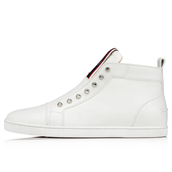Men FAV Fique A Vontade Mid Cut Hightop Sneakers 8211 Calf Leather 8211 White White Christian Louboutin High Top Sneakers
