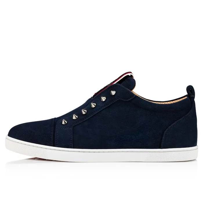 Men FAV Fique A Vontade Sneakers 8211 Suede And Spikes 8211 Navy Navy Christian Louboutin Low Top Sneakers
