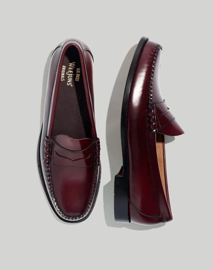 Men GHBASS Weejuns Penny Loafers Burgundy Madewell Dress Shoes and Loafers