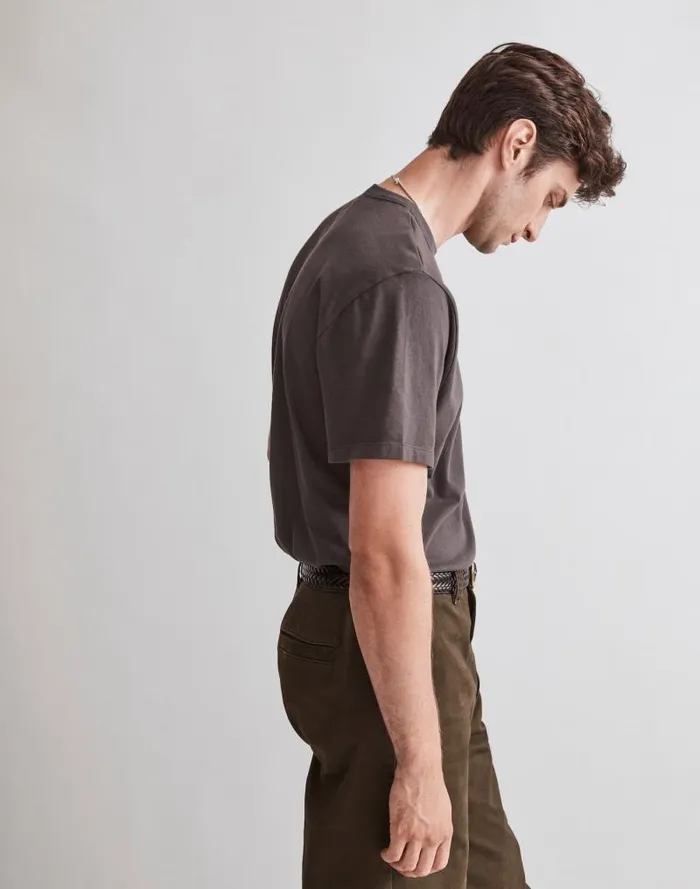 Men GarmentDyed Allday Crewneck Pocket Tee Black Coal Madewell Tees