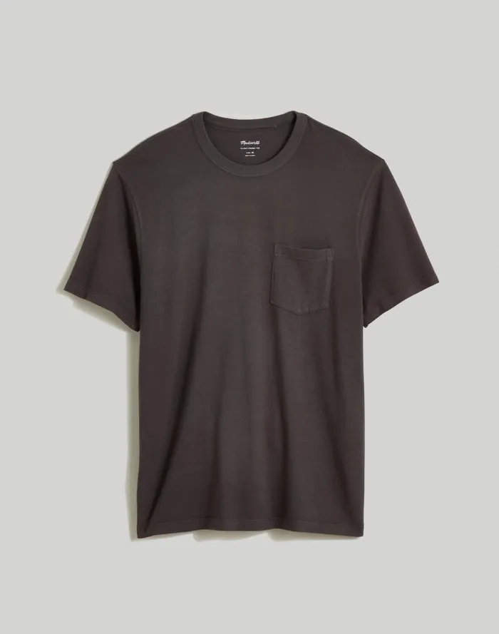 Men GarmentDyed Allday Crewneck Pocket Tee Black Coal Madewell Tees