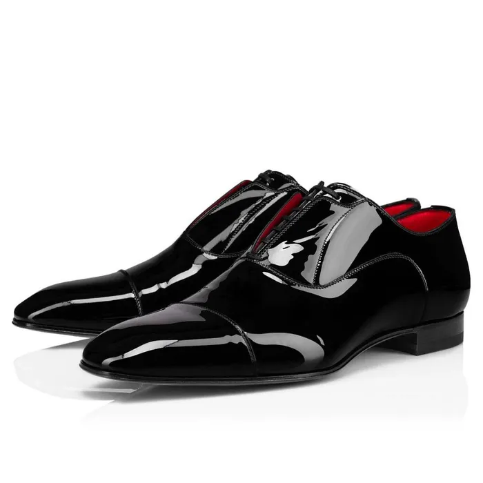 Men Greghost Laceup Shoes 8211 Patent Calf 8211 Black Black Christian Louboutin Buckles and Laceups Men Greghost Laceup Shoes 8211 Patent Calf 8211 Black Black Christian Louboutin Buckles and Laceups