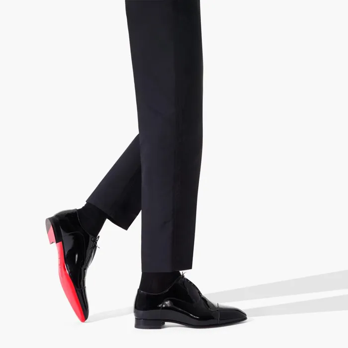 Men Greghost Laceup Shoes 8211 Patent Calf 8211 Black Black Christian Louboutin Buckles and Laceups