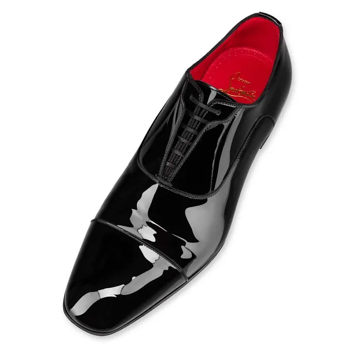 Men Greghost Laceup Shoes 8211 Patent Calf 8211 Black Black Christian Louboutin Buckles and Laceups