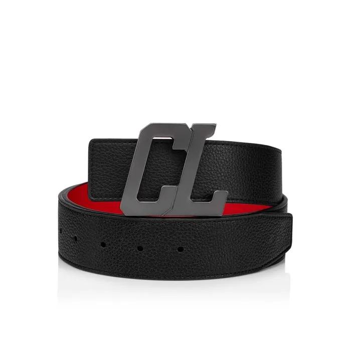 Men Happy Rui CL Logo Belt 8211 Calf Leather And Metal 8211 Black Black Christian Louboutin Belts Men Happy Rui CL Logo Belt 8211 Calf Leather And Metal 8211 Black Black Christian Louboutin Belts