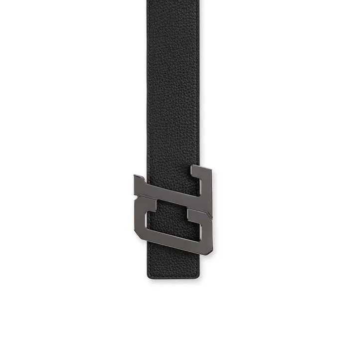 Men Happy Rui CL Logo Belt 8211 Calf Leather And Metal 8211 Black Black Christian Louboutin Belts