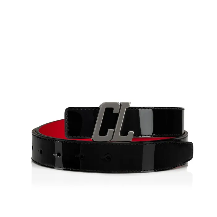 Men Happy Rui CL Logo Belt Belt 8211 Patent Calf Leather 8211 Black Black Christian Louboutin Belts Men Happy Rui CL Logo Belt Belt 8211 Patent Calf Leather 8211 Black Black Christian Louboutin Belts