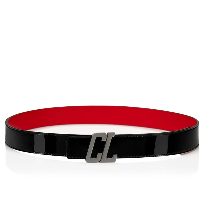 Men Happy Rui CL Logo Belt Belt 8211 Patent Calf Leather 8211 Black Black Christian Louboutin Belts