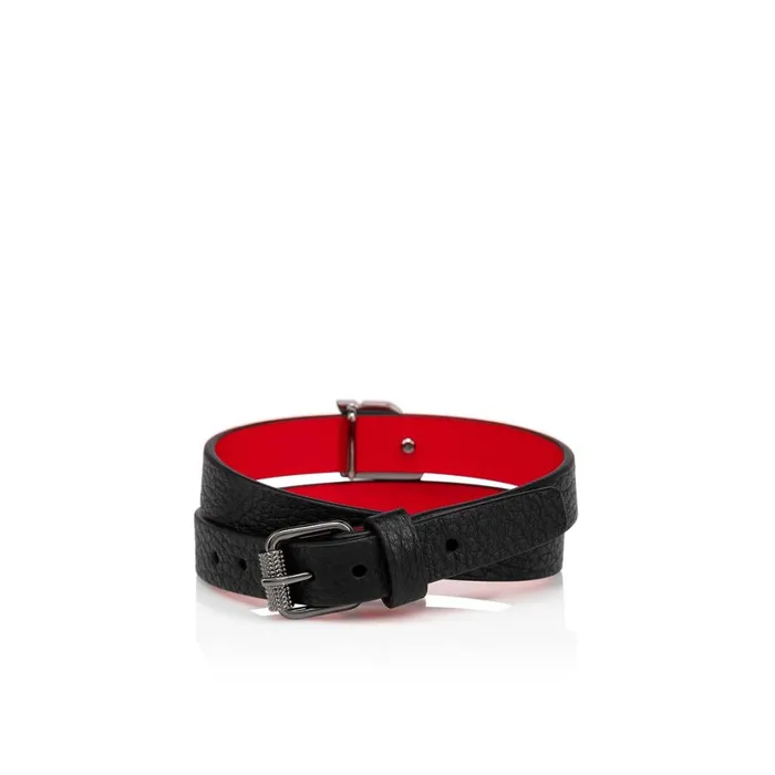 Men Happy Rui Logo Bracelet Bracelet 8211 Calf Leather 8211 Black Black Christian Louboutin Bracelets