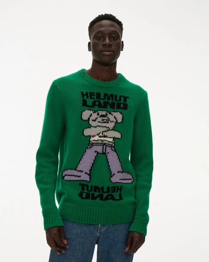 Men Helmut Land Crewneck Vert Helmut Lang Sweaters