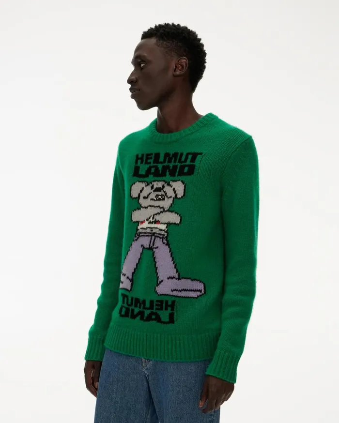 Men Helmut Land Crewneck Vert Helmut Lang Sweaters
