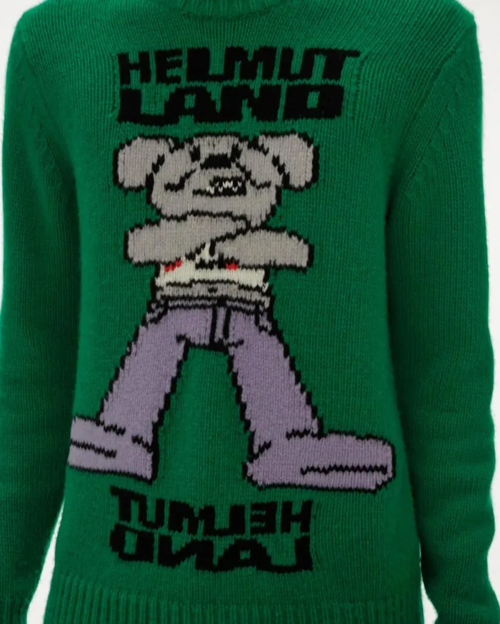 Men Helmut Land Crewneck Vert Helmut Lang Sweaters