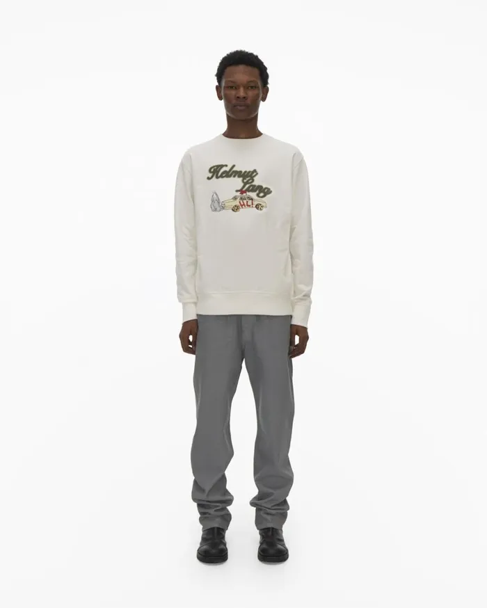 Men HL Taxi Crewneck Powdered Ecru Helmut Lang Sweatshirts