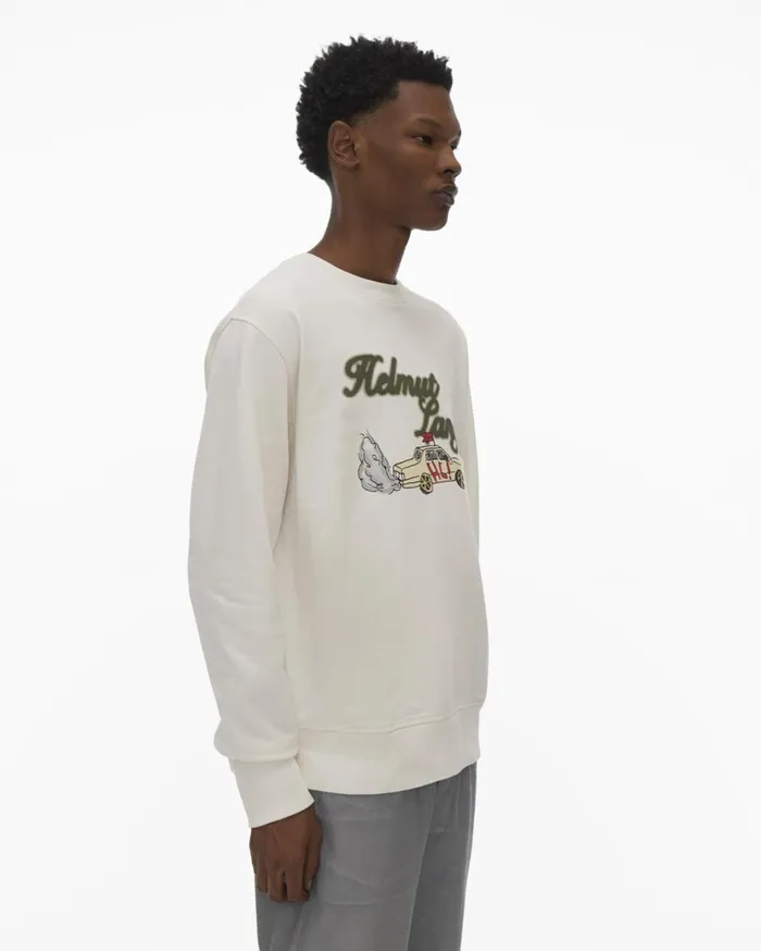 Men HL Taxi Crewneck Powdered Ecru Helmut Lang Sweatshirts