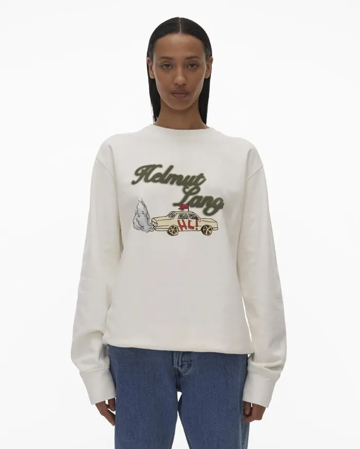 Men HL Taxi Crewneck Powdered Ecru Helmut Lang Sweatshirts