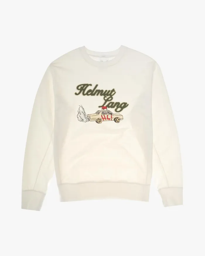 Men HL Taxi Crewneck Powdered Ecru Helmut Lang Sweatshirts