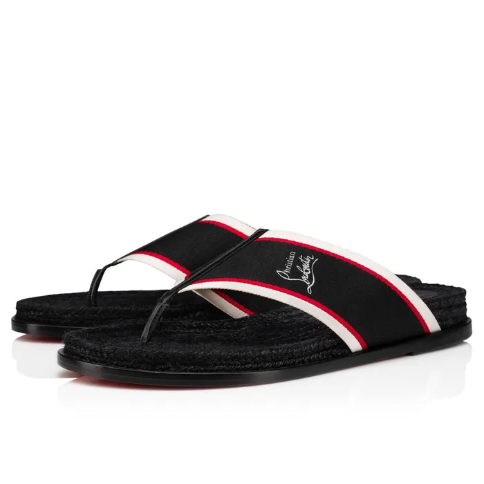 Men Hot Flip Flip Flops 8211 Calf Leather And Fabric 8211 Black Black Christian Louboutin Sandals and Espadrilles Men Hot Flip Flip Flops 8211 Calf Leather And Fabric 8211 Black Black Christian Louboutin Sandals and Espadrilles