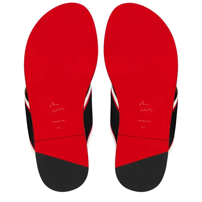 Men Hot Flip Flip Flops 8211 Calf Leather And Fabric 8211 Black Black Christian Louboutin Sandals and Espadrilles