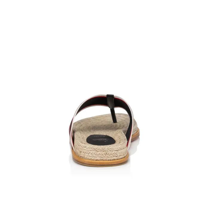 Men Hot Flip Flip Flops 8211 Calf Leather And Fabric 8211 Navy Blue Christian Louboutin Sandals and Espadrilles