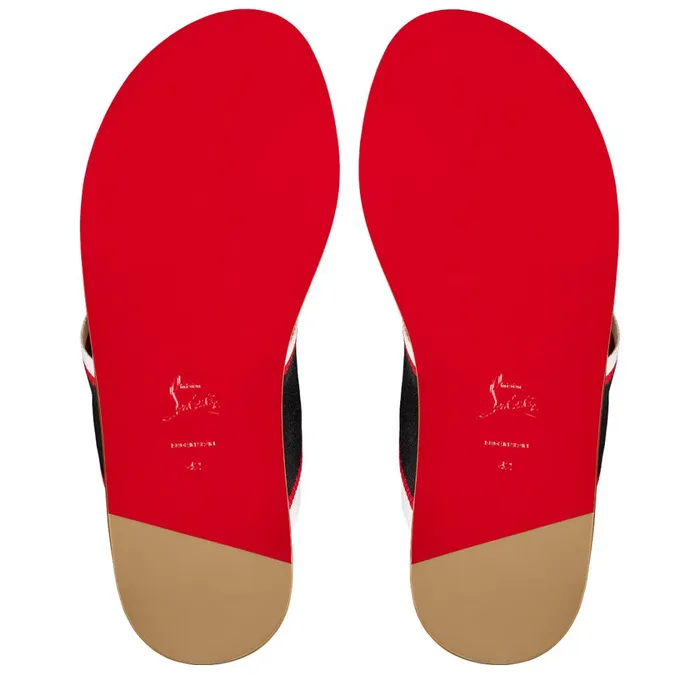 Men Hot Flip Flip Flops 8211 Calf Leather And Fabric 8211 Navy Blue Christian Louboutin Sandals and Espadrilles
