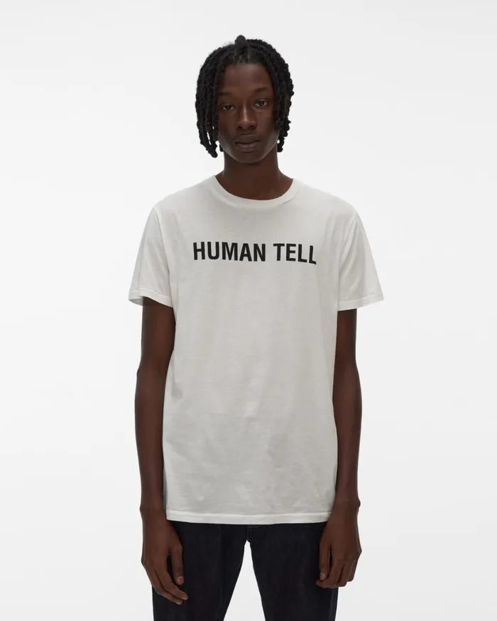 Men HUMAN TELL Standard Tee Chalk White Helmut Lang TShirts