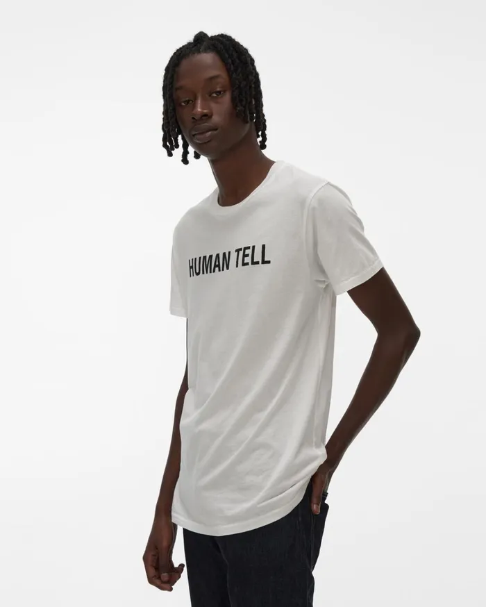Men HUMAN TELL Standard Tee Chalk White Helmut Lang TShirts