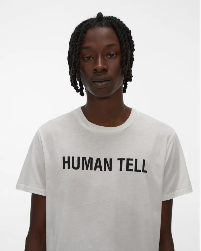 Men HUMAN TELL Standard Tee Chalk White Helmut Lang TShirts