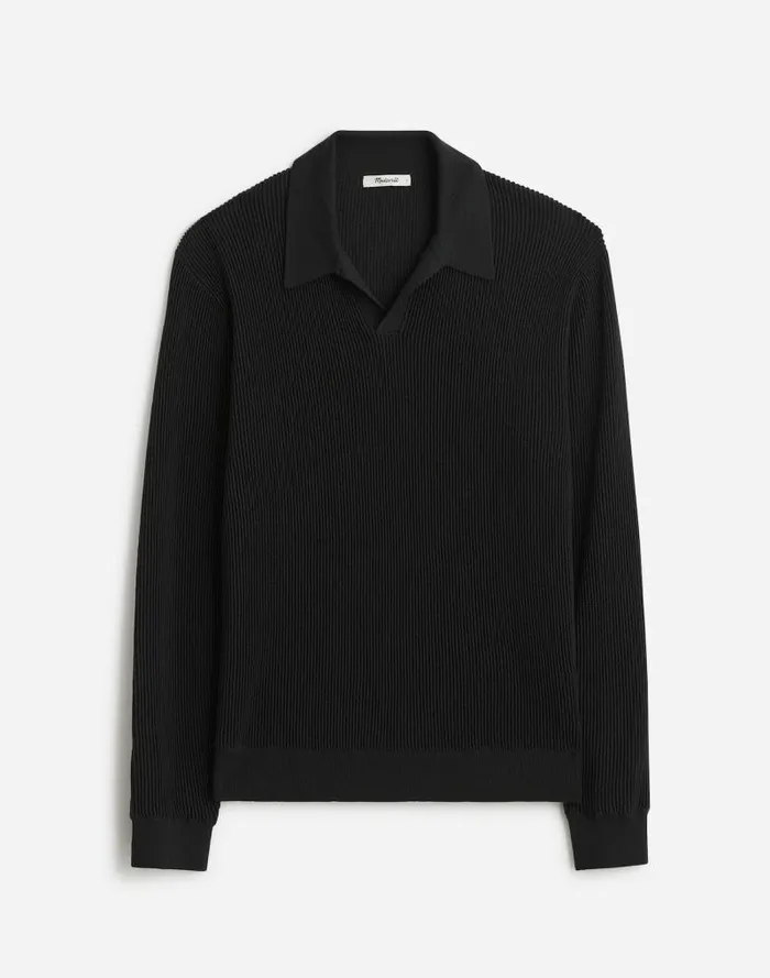 Men JohnnyCollar Sweater Polo Shirt In Merino Wool Dark Bottle Madewell Shirts