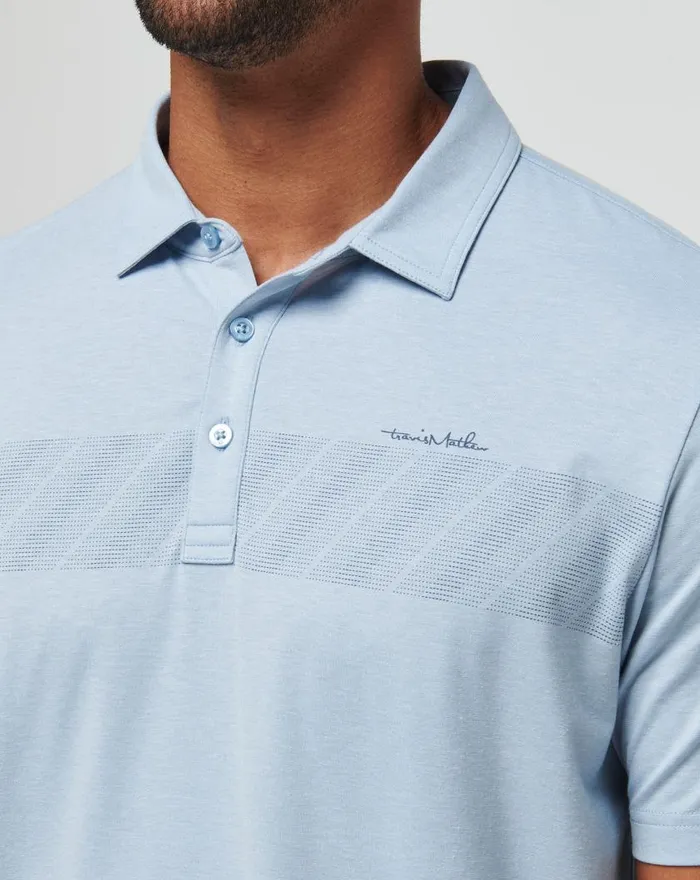 Men JUNGLE PYRAMID POLO Heather Ash Blue TravisMathew Polos