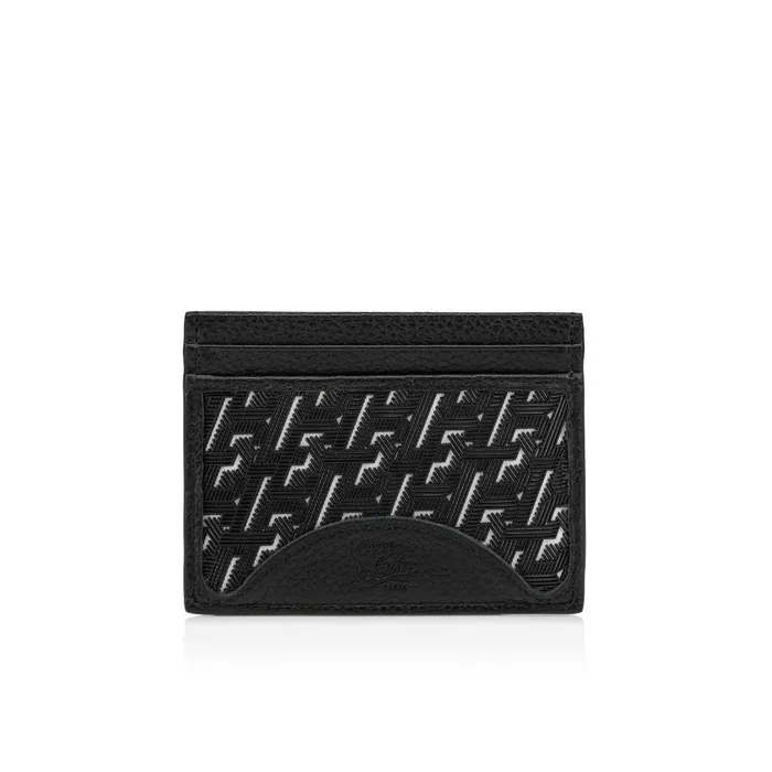 Men Kios Card Holder 8211 Coated Canva Techno CL And Grained Calf Leather 8211 Black Black Christian Louboutin Wallets and Cardholders