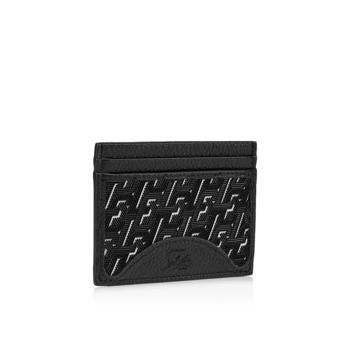 Men Kios Card Holder 8211 Coated Canva Techno CL And Grained Calf Leather 8211 Black Black Christian Louboutin Wallets and Cardholders