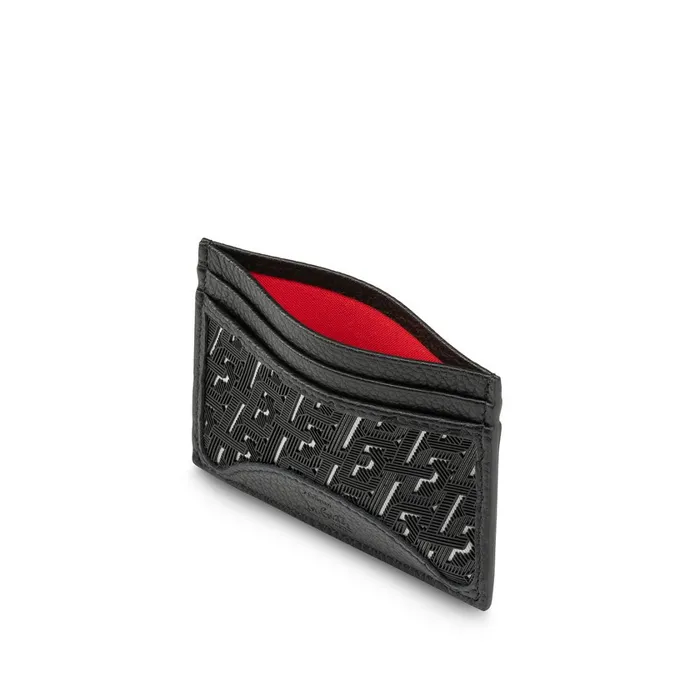 Men Kios Card Holder 8211 Coated Canva Techno CL And Grained Calf Leather 8211 Black Black Christian Louboutin Wallets and Cardholders