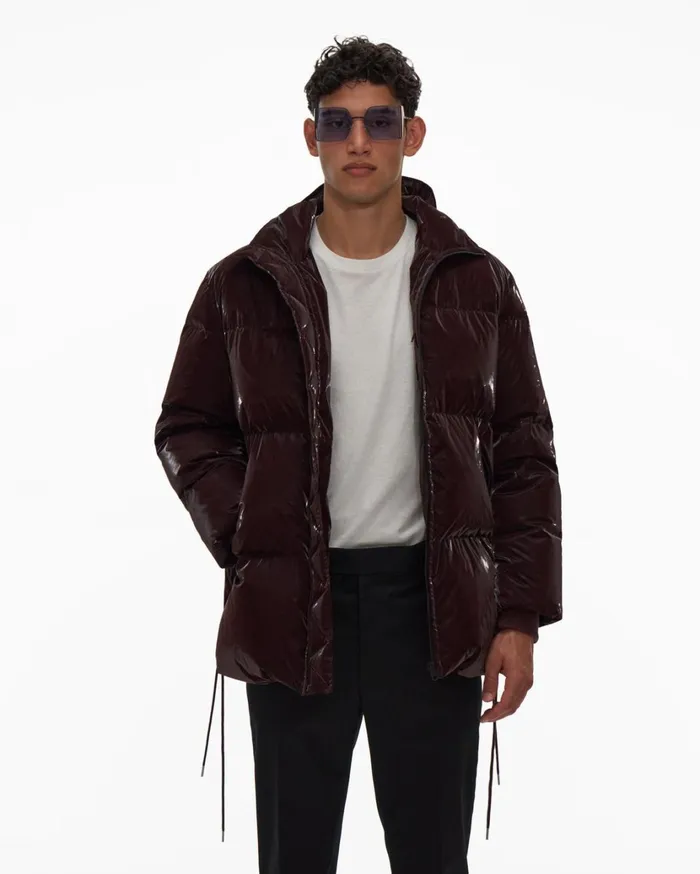 Men Liquid Nylon Puffer Coat Crimson Night Helmut Lang Outerwear