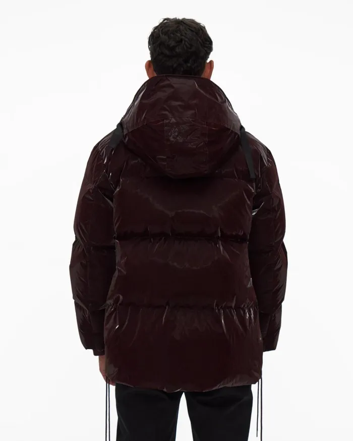 Men Liquid Nylon Puffer Coat Crimson Night Helmut Lang Outerwear