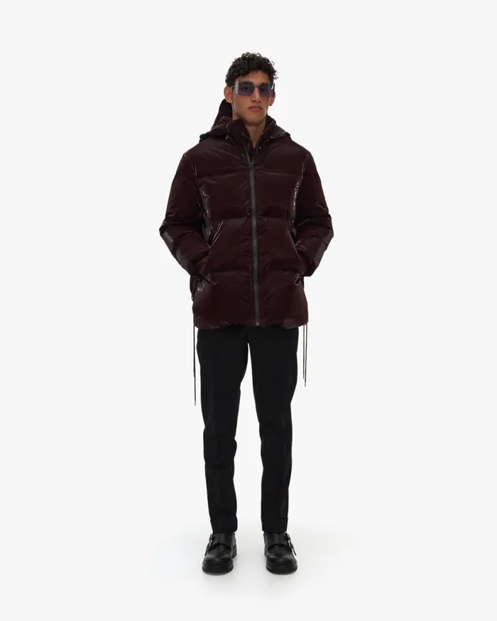 Men Liquid Nylon Puffer Coat Crimson Night Helmut Lang Outerwear