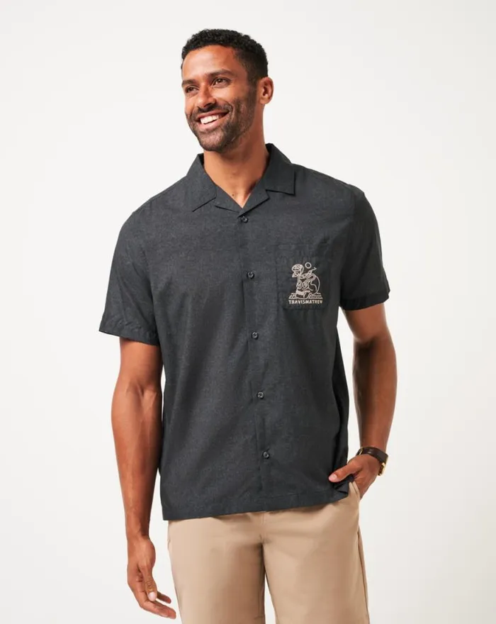 Men LOST CAVE BUTTONUP Heather Black TravisMathew ButtonUps