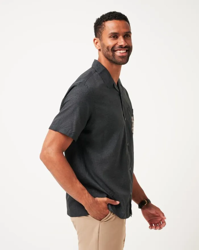 Men LOST CAVE BUTTONUP Heather Black TravisMathew ButtonUps