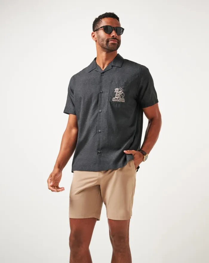 Men LOST CAVE BUTTONUP Heather Black TravisMathew ButtonUps