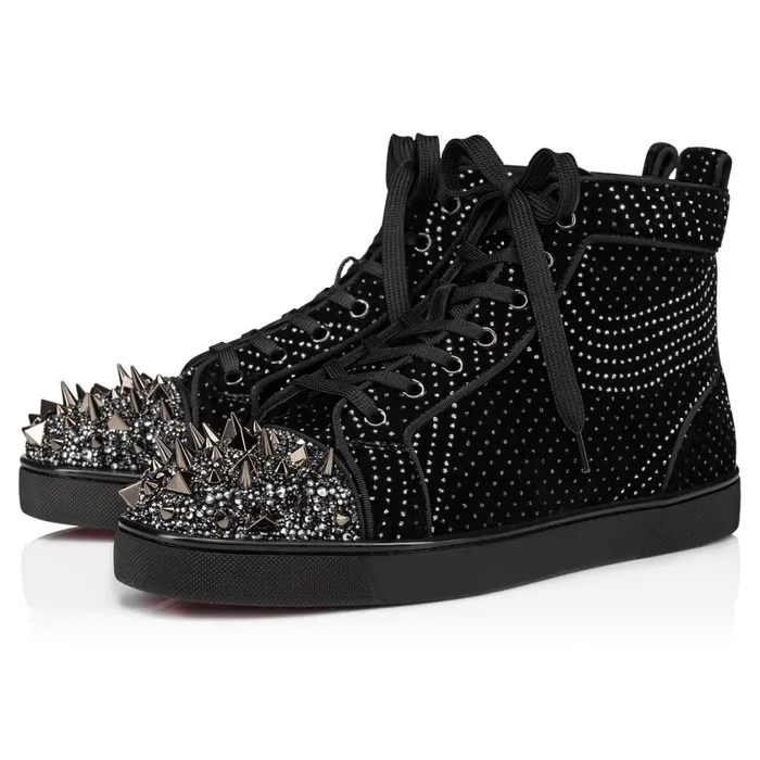 Men Lou Pik Pik Strass Hightop Sneakers 8211 Suede And Velvet River 8211 Black Black Christian Louboutin High Top Sneakers Men Lou Pik Pik Strass Hightop Sneakers 8211 Suede And Velvet River 8211 Black Black Christian Louboutin High Top Sneakers