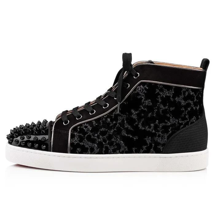 Men Lou Spikes Blackdk Gun Christian Louboutin High Top Sneakers
