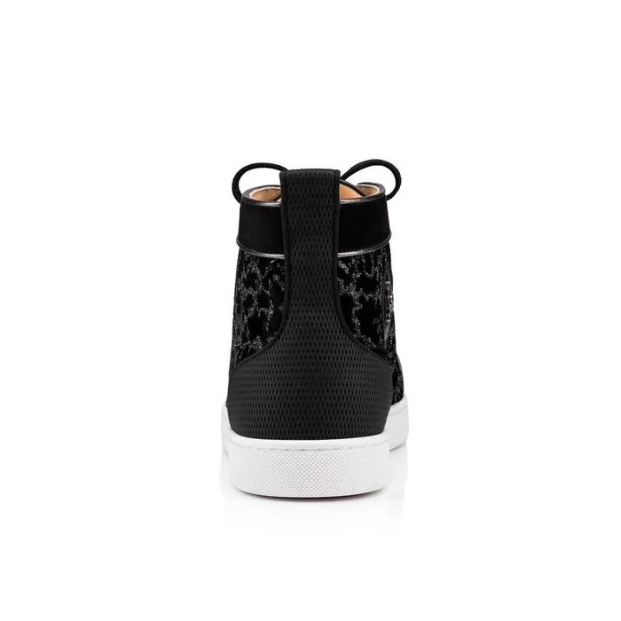 Men Lou Spikes Blackdk Gun Christian Louboutin High Top Sneakers