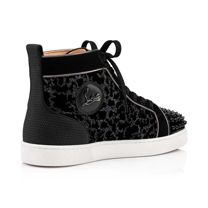 Men Lou Spikes Blackdk Gun Christian Louboutin High Top Sneakers